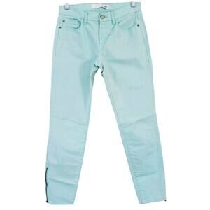 Joe Fresh Womens Slim Skinny Jeans Size 2 Sea Foam Green Low Rise Ankle Zippers